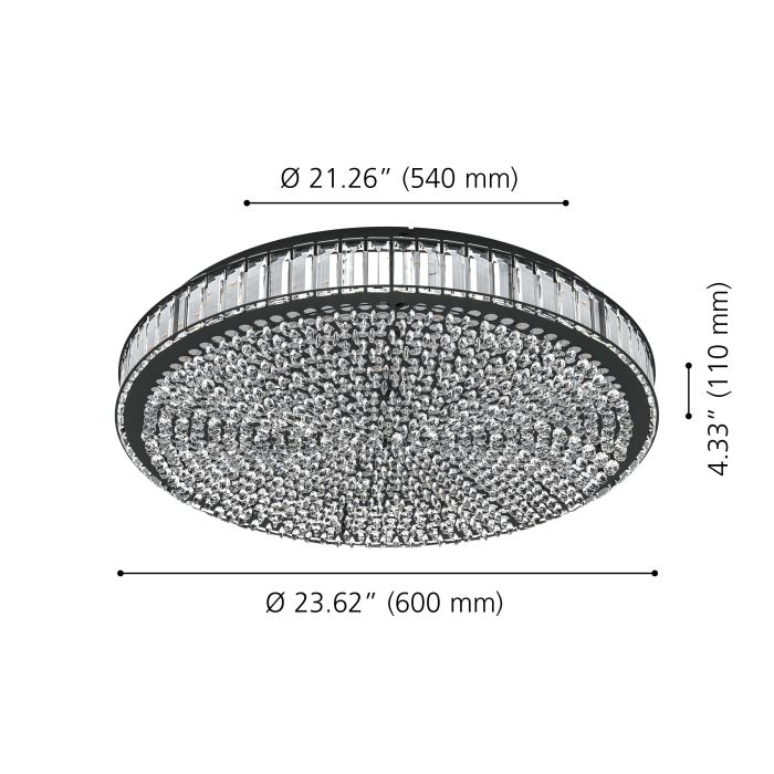 Plafonnier LED BALPARDA Noir / Cristal Ø60 cm