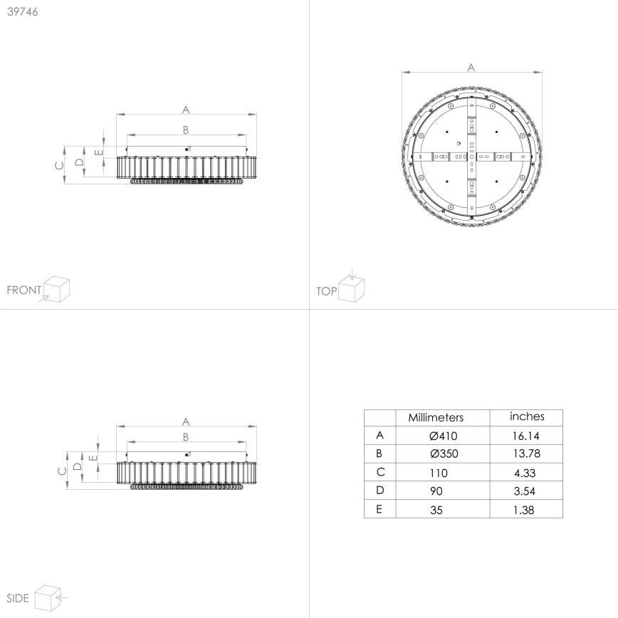 Plafonnier LED Cristal Noir BALPARDA Ø41 cm