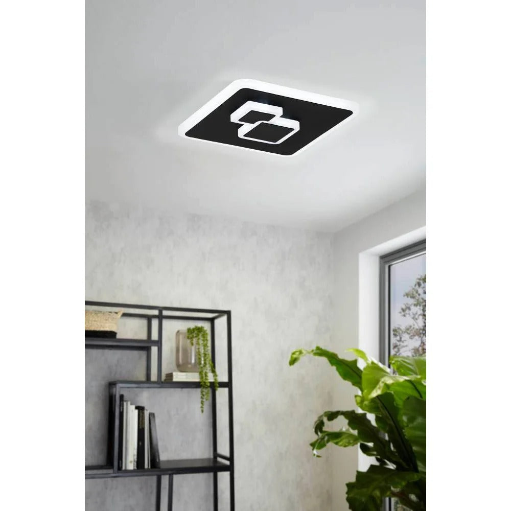 Plafonnier LED CADEGAL Carré Noir 20×20 cm