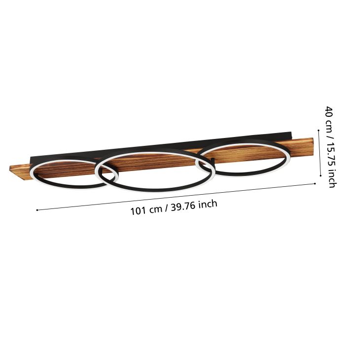 Plafonnier LED BOYAL Noir / Bois