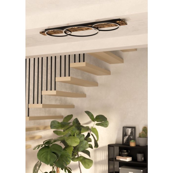 Plafonnier LED BOYAL Noir / Bois