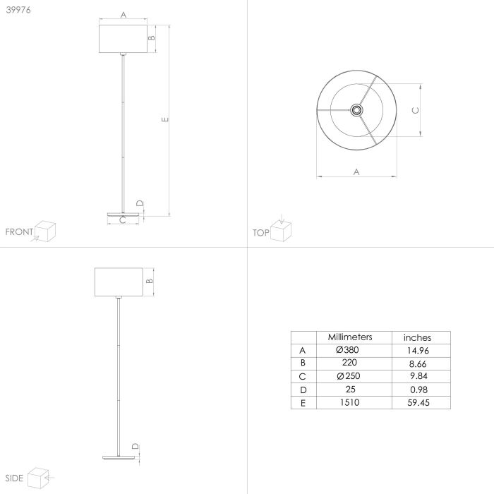 Lampe Abat-jour CASUARITA Noir / Bleu 1×E27