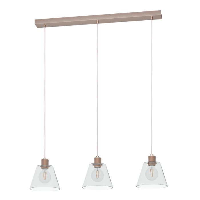 Réglette 3 Suspensions COPLEY Rosé / Or 3×E27