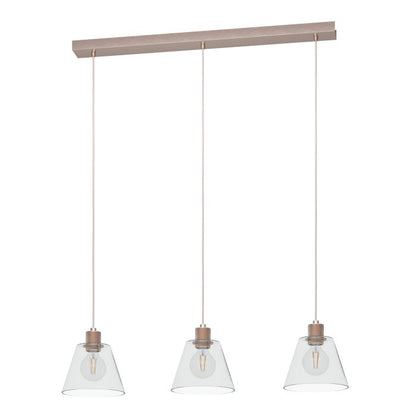 Réglette 3 Suspensions COPLEY Rosé / Or 3×E27