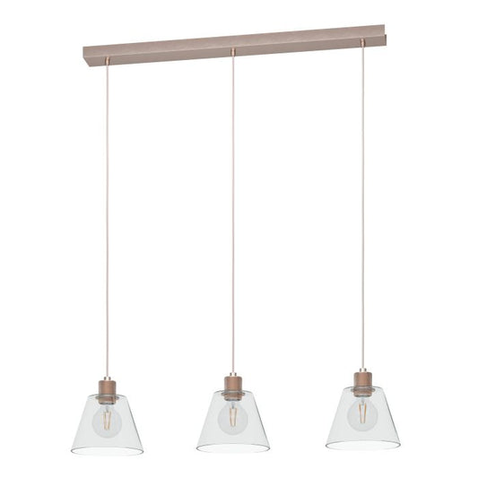 Réglette 3 Suspensions COPLEY Rosé / Or 3×E27