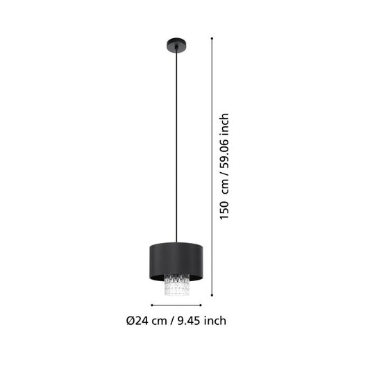 Suspension SAPUARA Noir / Transparent 1×E27