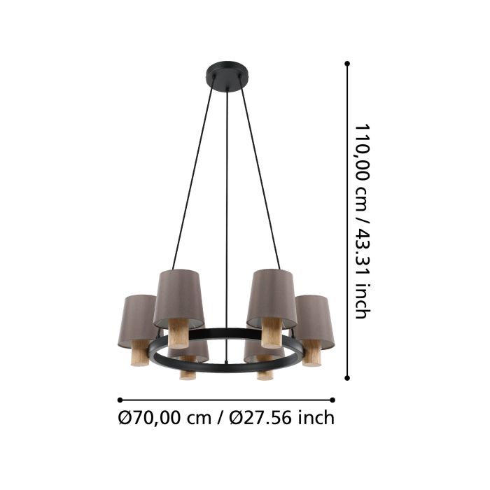 Lustre EDALE 6×E27 Ø70 cm