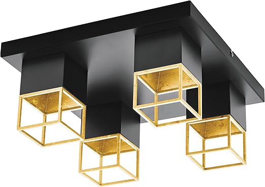 Plafonnier MONTEBLADO 4×GU10 Noir / Doré