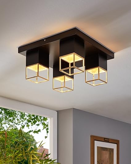 Plafonnier MONTEBLADO 4×GU10 Noir / Doré