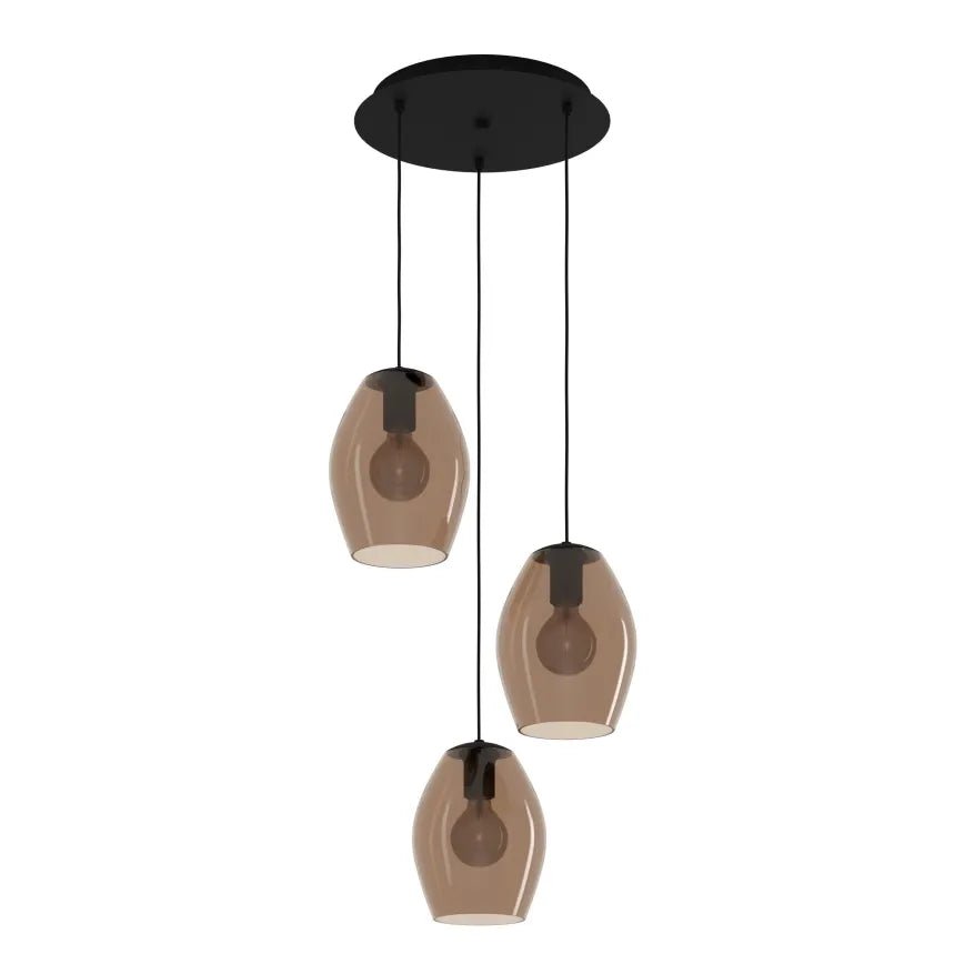 Suspension ESTANYS Noir & Marron 3×E27