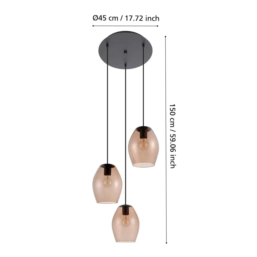 Suspension ESTANYS Noir & Marron 3×E27